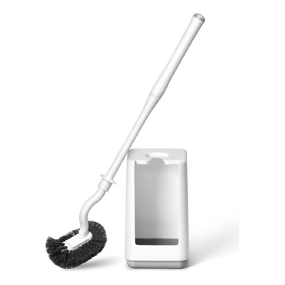Toilet Bowl Brush and Holder Sturdy Plastic Long Handled Toilet Brushes for Bathroom with Ventilated Base Easy to Assemble for Deep Cleaning (White 1)