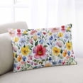 thumbnail image 2 of Blue Red Floral Throw Pillow Cover 20 x 36 Inch Decorative Pillow Cover Abstract Yellow Flower Leaf Painting Art Lumbar Pillowcase Seasonal Rectangle Cushion Case for Couch Sofa Bed Living Room, 2 of 7