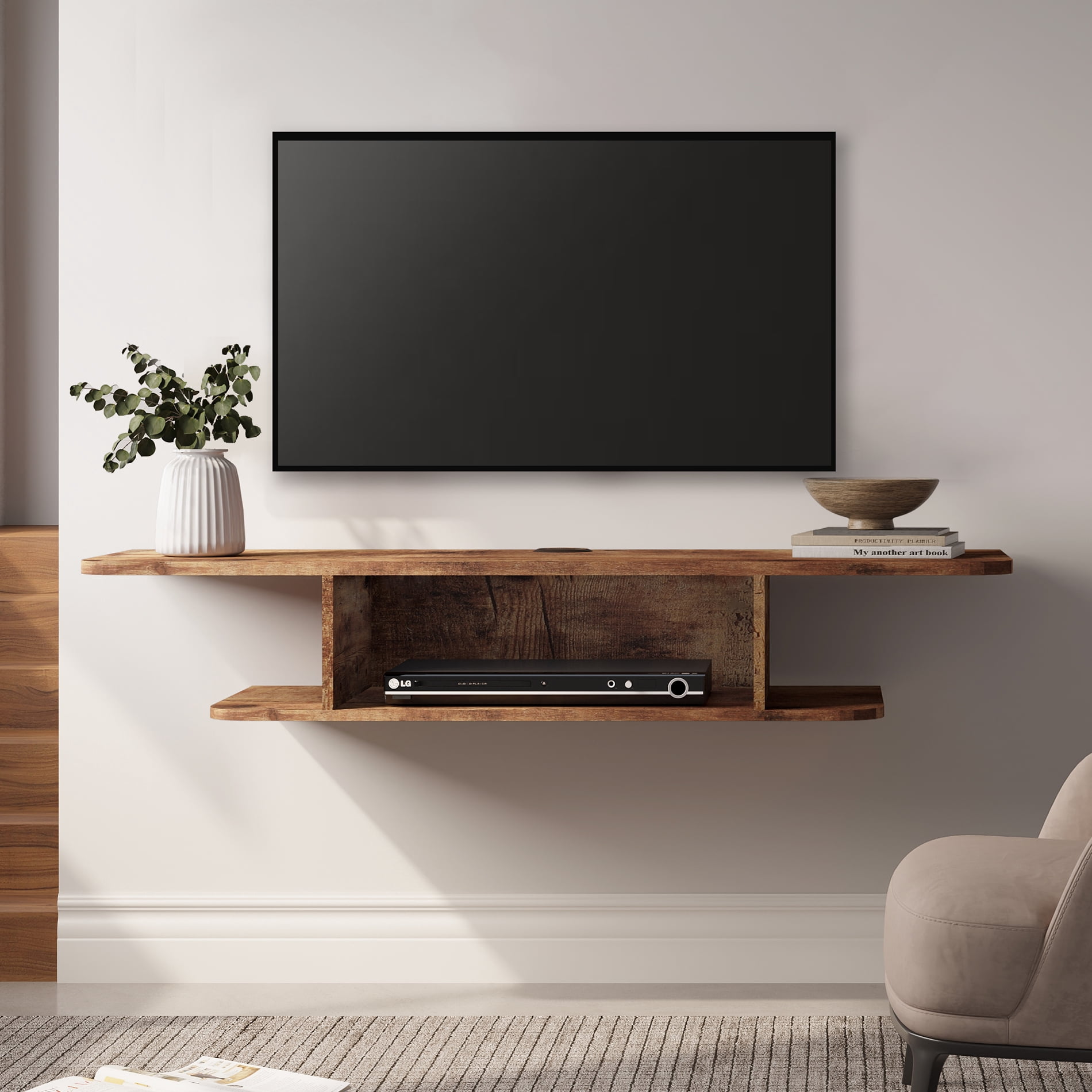 FITUEYES Wall Mount TV Stand for TVs up to 50", Brown