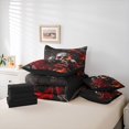 thumbnail image 6 of Homewish Watercolor Skull 7 Pieces Full Size Bedding Sets,Vintage Rose Flowers Full Size Bed in a Bag,Gray Red,Black Reversible, 6 of 8