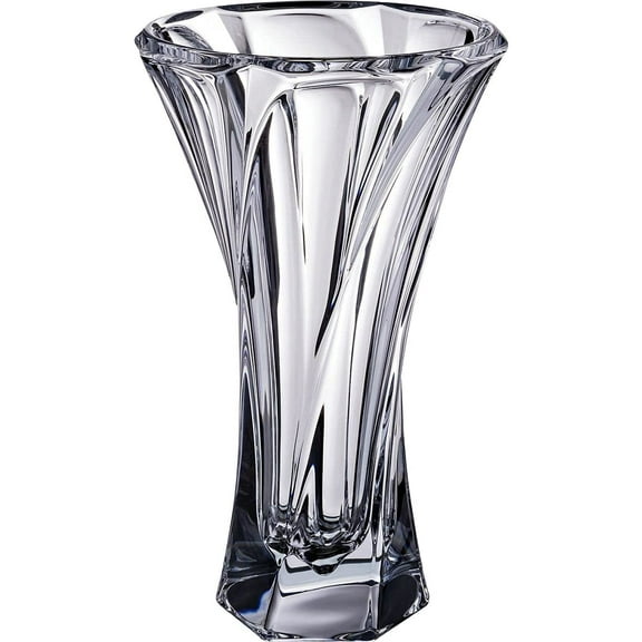 Mozart Collection Modern Crystal Hand-Crafted Decorative Flower Vase - 12.5 Inch Vase