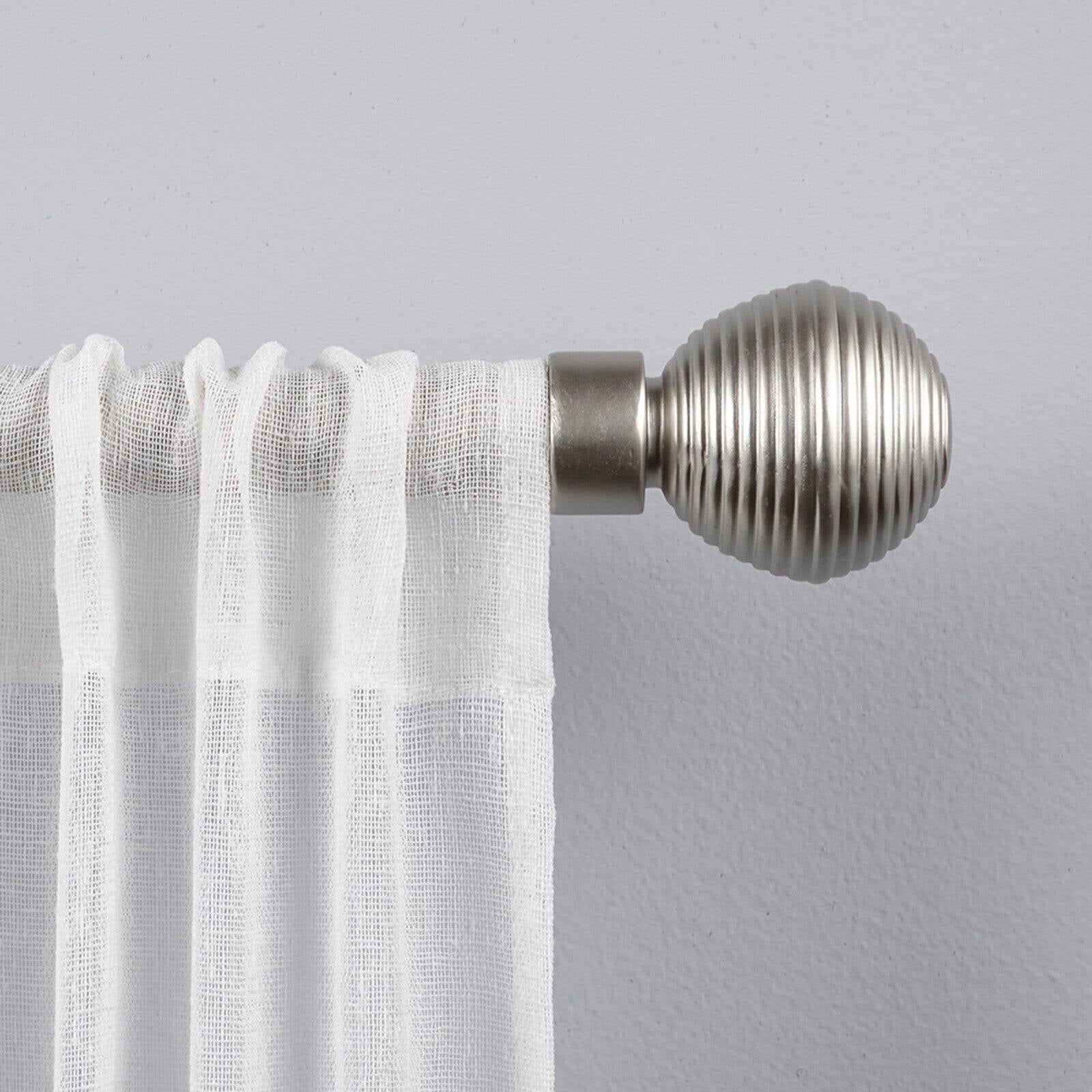 Exclusive Home Modern Layer 1" Curtain Rod and Finial Set, Matte Black, Adjustable 66"-120"