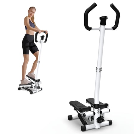 Stair Stepper w/Handlebar, Extended Step Range Machine for Climbing Exercise, Compact, Height-Adjustable, Low-Impact and LCD Training Computer