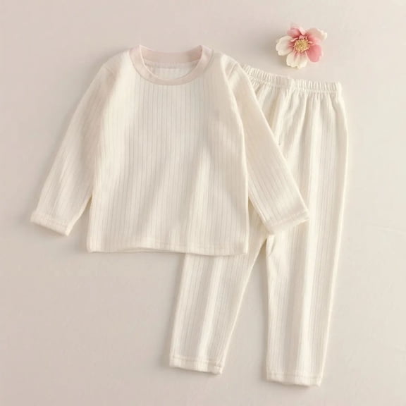 Girls Winter Thermal Pajama Set Long Sleeve Cozy Loungewear Soft Casual Home Outfit Comfortable Kids Sleepwear Sleepwear Long/Short Sleeve Jammies for Kids Button-Down Nightwear Loungewear