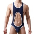 thumbnail image 3 of Men's One-Piece Bodysuit Jockstrap Wrestling Singlet Leotard Sheer Mesh Cut Out Bikinis Underwear, 3 of 3