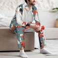 thumbnail image 7 of Uemuo Cockatoo Red Berries Pattern 2-Piece Loungewear Set - Men’s Soft Sleepwear, Cozy Winter PJs, Comfy Sleep Set-X-Large, 7 of 7