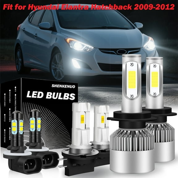 Fit for Hyundai Elantra Hatchback 2009-2011 2012 White LED Headlight High Low Beam Fog Light 6x Bulbs