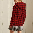 thumbnail image 4 of FDGIU Women's Plaid Flannel Shacket - Plus Size Fleece Lined Hooded Coat, Long Sleeve Button-Down Shirt Jacket, Oversized Flannel Hoodie, Warm Winter Zip-Up Coat, 4 of 6