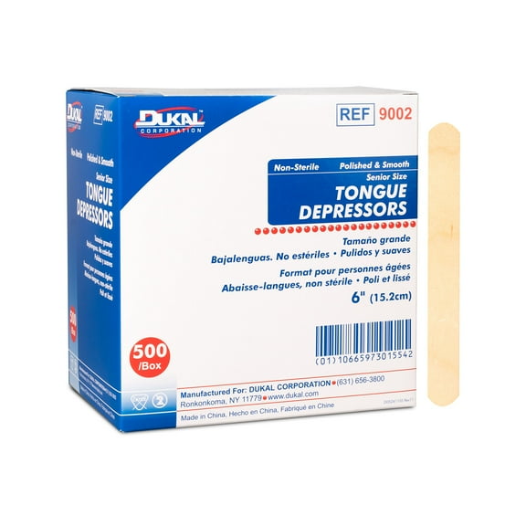 Dukal 6 Inch Length Wood Tongue Depressor Unflavored NonSterile 9002 1 Box 500/Box