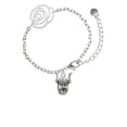 thumbnail image 2 of Delight Jewelry Silvertone Large Viking - Mascot Silver-tone Flower Link Chain Bracelet, 6.75"+2" Extender, 2 of 4