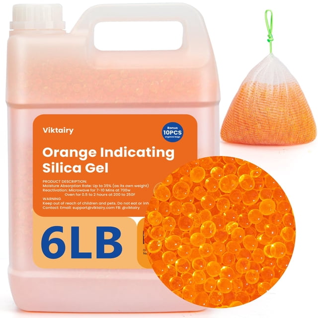 Perlas desecantes de gel de sílice Viktairy, 6 kg, color naranja