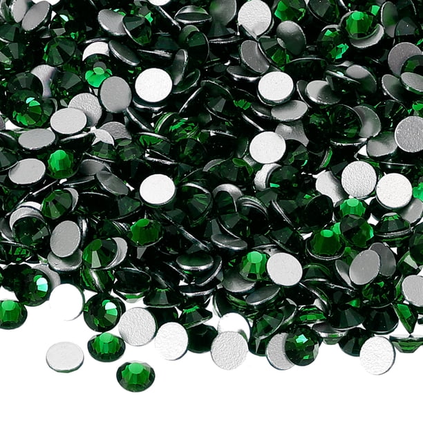 Uxcell 1600Pcs SS20 Redondo Flatback Cristal 4.6-4.8mm Piedras de strass Vidrio Verde oscuro