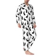 thumbnail image 2 of Fotbe Black Rabbit Pattern Long Sleeve Pajama Set for Men,Sleepwear Set,2-piece Loungewear Set,Soft PJs Comfy Nightwear with Pockets-Small, 2 of 7
