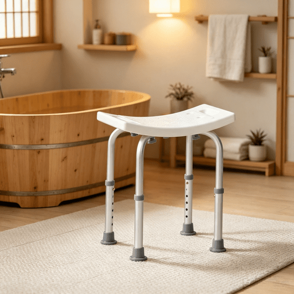 Shower Chair, Adjustable Height Shower Stool with Built-in Handles, Non-Slip Bath Bench Seat for Inside Shower or Tub, 350 lbs Capacity, for Elderly, Disabled & Handicap