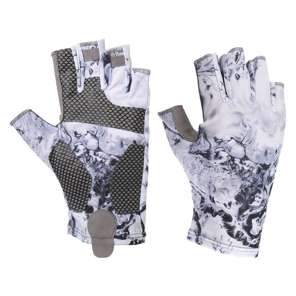 Guantes de pesca Uxcell transpirables sin dedos para protección solar para hombres y mujeres, gris (tamaño M)