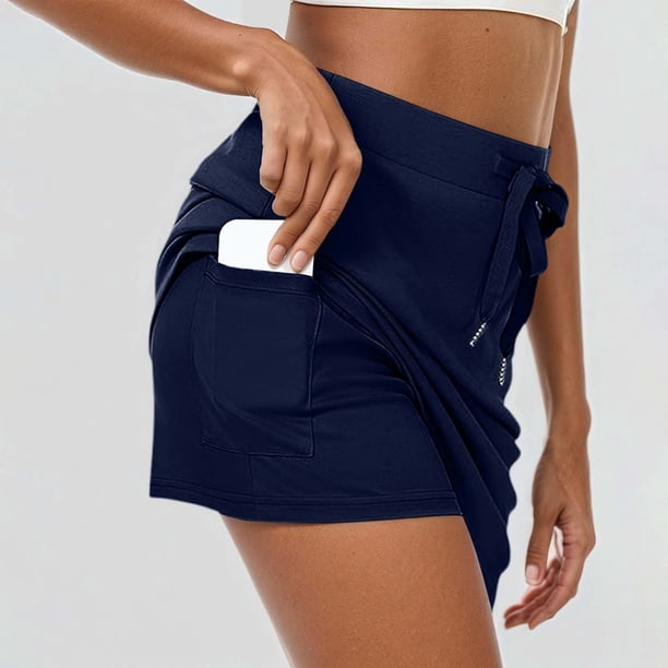 MKLEKYY Falda Pantalón Corta de Mezclilla para Mujer, Faldas de Verano para Mujer, Falda con Cordón, Pantalones Cortos Incorporados con Bolsillos, conjuntos de Tenis