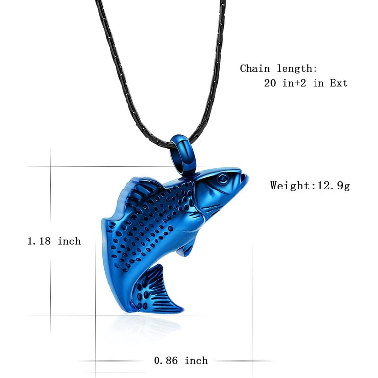 Cremation Jewelry for Ashes Stainless Steel Fish Shape Design Memorial Urn  Necklace Keepsake Jewelry Gift Men Women Multifunction Necklace Keychain 