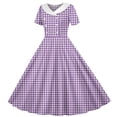 thumbnail image 6 of Vornjynx Midi Dresses for Kids Girls Plaid Printed Button-Up Collar V Neck Summer Wedding Trendy Dress Purple Size 8, 6 of 7