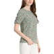 thumbnail image 4 of INSPIRAR CHIC Blusas de Mujer con Fruncidos Cuello Redondo de Manga Corta Espalda con Abertura Floral S Teal, 4 of 7