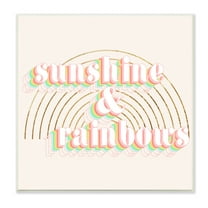 Stupell Industries Sunshine and Rainbows Retro Typography Pop Round Arches Typography Painting Unframed Art Print Wall Art, 12 x 12