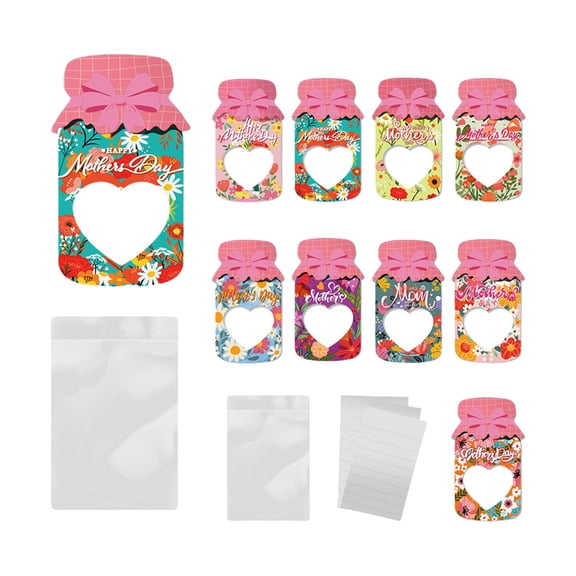 CIYISON 9/18Pcs Mother's Day Gift Packaging Bag Bottle Shape Greeting Card Candy Wrapping Party Cookie Packaging Bags