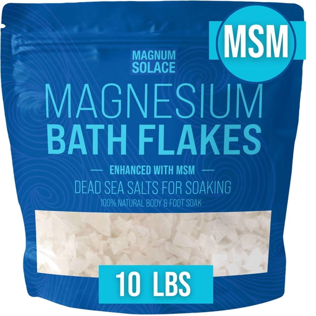 Magnum Solace en escamas de magnesio con MSM, 4,54 kg de sales del Mar Muerto