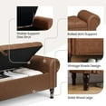 thumbnail image 5 of 51" Storage Ottoman  for Bedroom, Full Queen Storage  with Button, Upholstered Bedroom  with Rolled Arms for Living Room, Storage Room, Entryway, Brown, 5 of 9