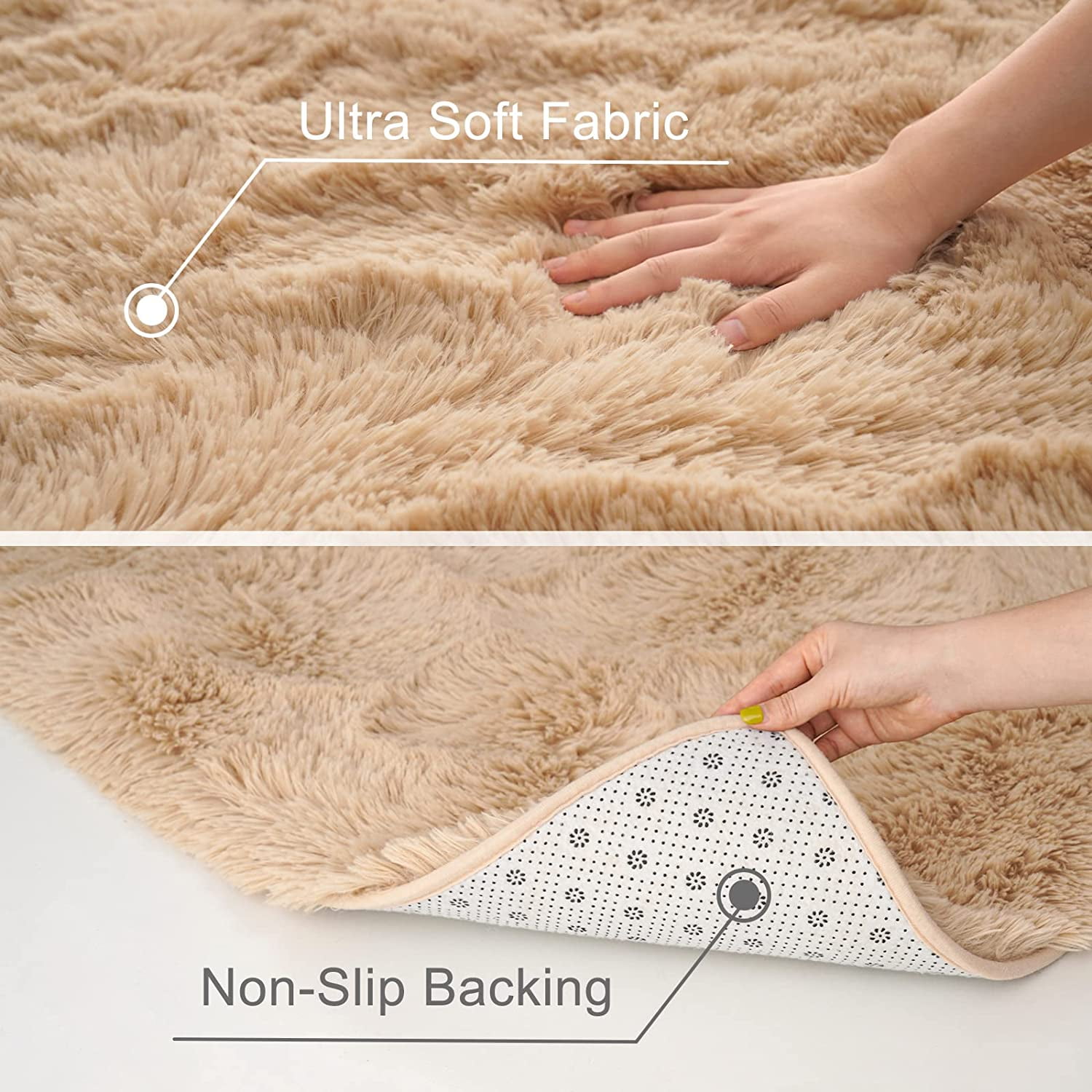 Lochas Luxury Fluffy Rugs Ultra Soft Shag Rug for Bedroom Living Room Kids Room, Children,6'x9',Camel