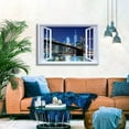 thumbnail image 5 of AEFER Brooklyn Bridge Wall Art New York City Picture Blue Night NYC Skyline Canvas Prints Paintings Manhattan Skyscraper Poster Window View Cityscape Modern Artwork for Room Home Decor Frame: 24x16in, 5 of 6