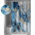 thumbnail image 4 of Abstract Marble Texture Shower Curtain, 66" x 72", Gradient Green Gold Waves Waterproof Bathroom Curtain Washable Shower Curtain Set with 12 Hooks, 4 of 6