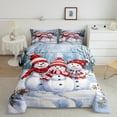 thumbnail image 2 of jejeloiu Cartoon Christmas Snowmen Full Size Comforter Sets,Xmas Theme Bedding Comforter Set,Western Country Holiday Bedding Sets For Teesn,Super Cozy Room Decor Reversible,3-Piece, 2 of 8