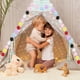 thumbnail image 5 of Guirnalda de Pom Pom Uxcell 3 piezas 6.6 pies para decoración de pared, árbol de Navidad, cumpleaños y Pascua, blanco, púrpura claro, púrpura oscuro, 5 of 6
