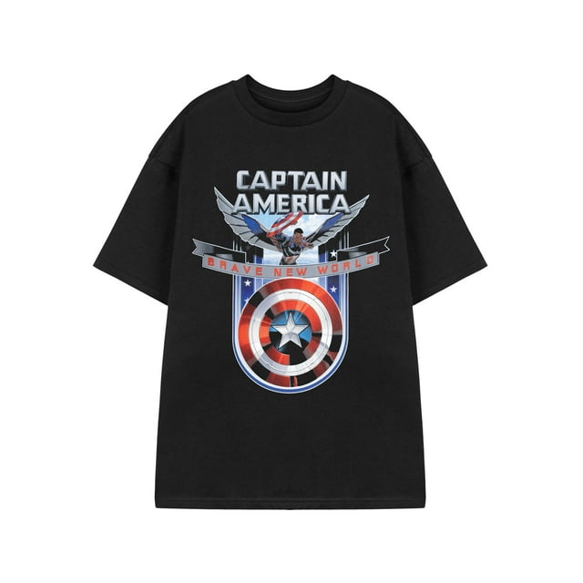 Marvel Brave New World T-Shirt à Manches Courtes pour Hommes Noir Captain America (XXX-Grand)
