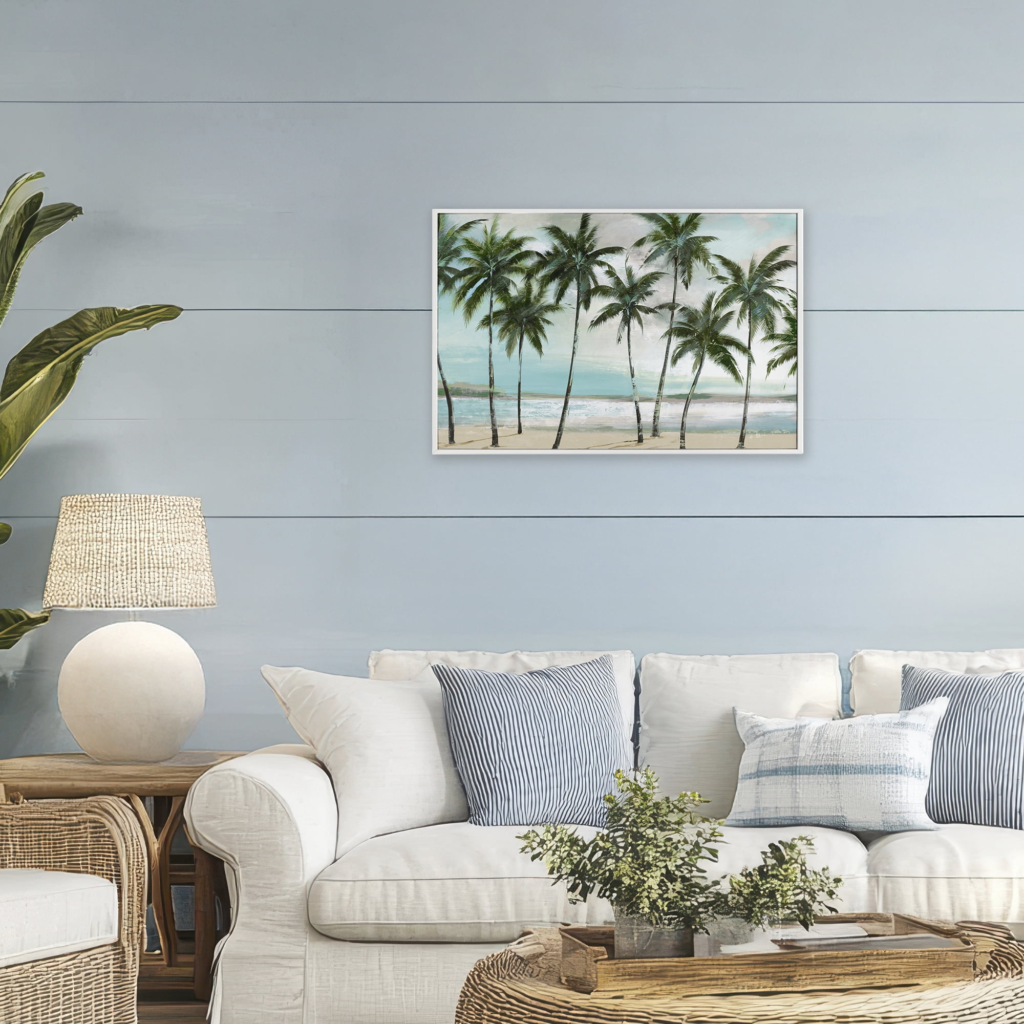 Stupell Industries Palms in A Row Coastal White Framed Giclee Art, design by Lorenzo Collective