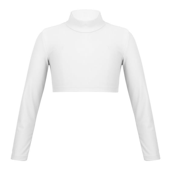 Alvivi Kids Girls Long Sleeve Crop Tops Yoga Gymnastic Ballet Dance Performance T-Shirts 6-14