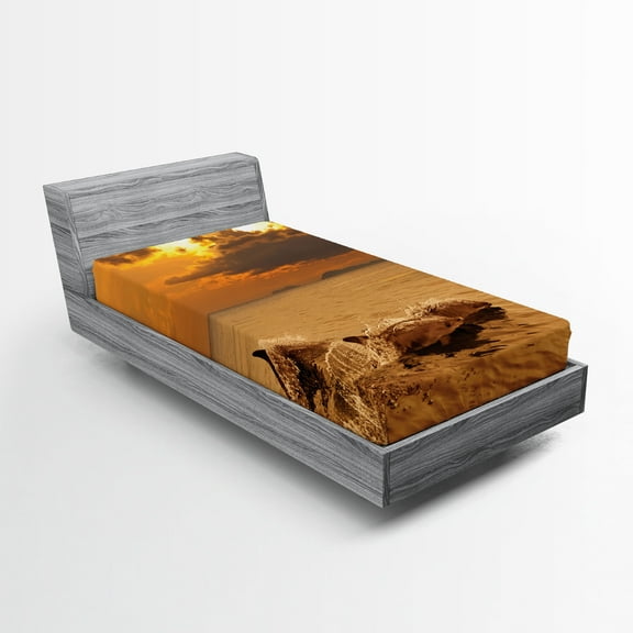 Ambesonne Animal Print Fitted Sheet, Dolphins Dusk, Twin Size, Multicolor