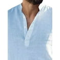 thumbnail image 3 of FASHIONWT Men Casual Cotton Linen Undershirts Workwear 3/4 Sleeve Henley Button Shirts, 3 of 4