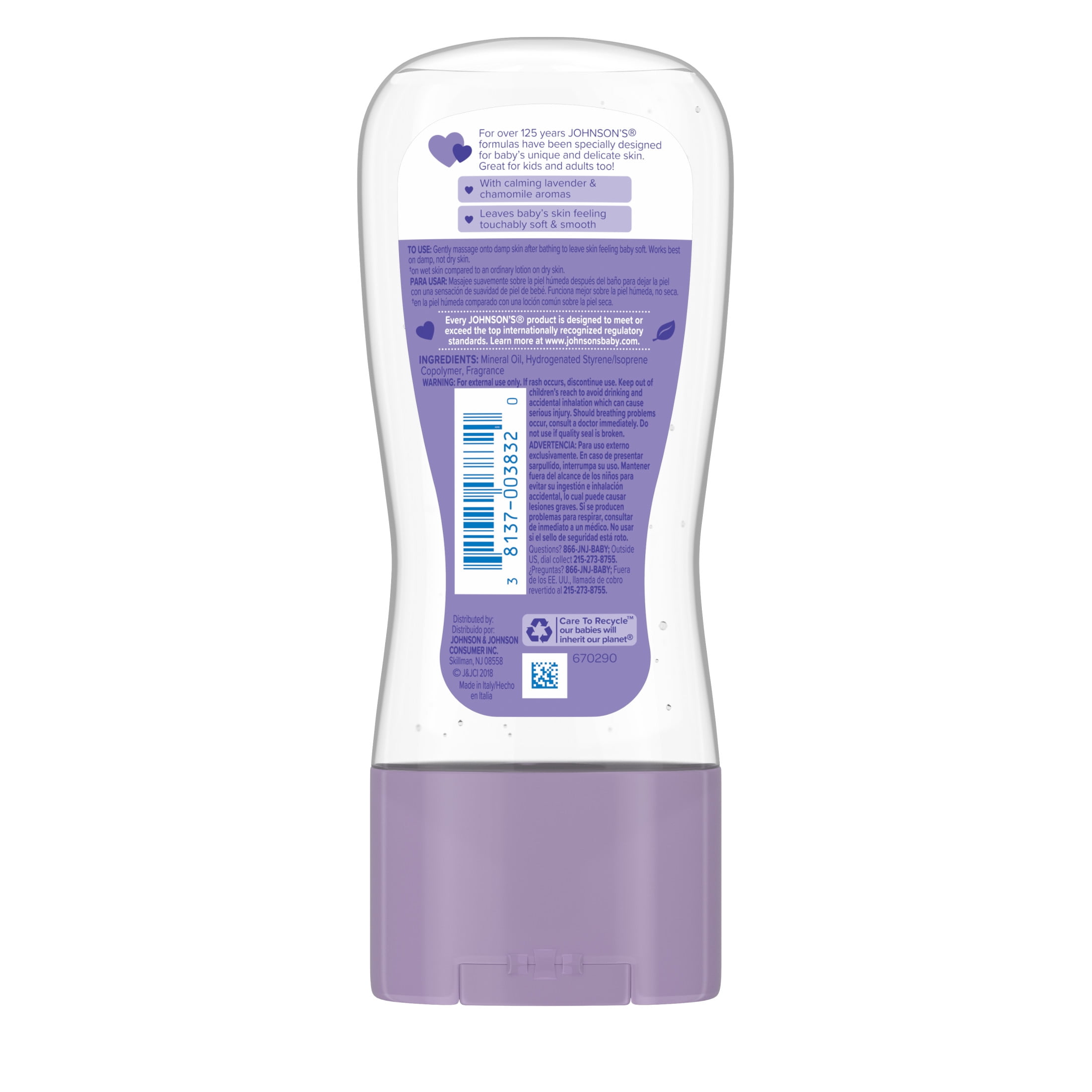 Johnson's Baby Moisturizing Oil Gel with Lavender Scent, 6.5 fl. oz