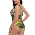 thumbnail image 4 of Zufioo Cute Mushroom Town A Print One-shoulder Ruffled One-piece Swimsuit, High Elastic Integrated Removable Chest Pad Swimsuit Suitable for Beach, Pool and Vacation-, 4 of 6