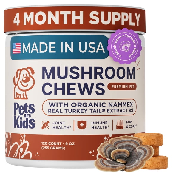 Masticables de hongos para perros Pets Are Kids Too Turkey Tail 120 unidades