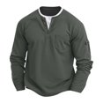 thumbnail image 2 of pstuiky camisa de manga larga para hombre, Camisa informal de manga larga con cuello en V y bolsillos de color liso para hombre camisetas de hombre xxl, 2 of 7