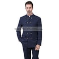 thumbnail image 5 of Trajes de estilo chino para hombre, traje de cuello alto, doble botonadura, 3 bolsillos reales, traje de boda ajustado (Blazer + Pantalones), 2 piezas, 5 of 5