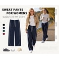 thumbnail image 2 of Women's Wide Leg Track Pants with Pockets, High Waisted Drawstring Sweatpants, Side Stripe Casual Lounge Workout Pants, 2 of 8