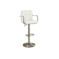 thumbnail image 2 of Faux Leather Swivel Hydraulic Bar Stool w/ Arms, Set of 2, White, 2 of 3