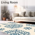 thumbnail image 2 of ODIKA 5'x7' Machine Washable Non-Slip Area Rug, Winter Wonderland Latch Hook Featuring Snowflake Symmetry High Traffic Rug, Blue, 637481, 2 of 7