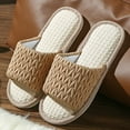 thumbnail image 2 of Womens House Slippers Summer Open Toe Tatami Straw Indoor Shoes, Bedroom Linen Lightweight Slip Silent Slippers, 2 of 4