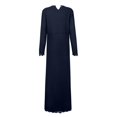 thumbnail image 4 of OSOLU Dresses Solid Color Fashion Women O-Neck Long Sleeve Pullover Lace Loose Large Size Dress Classic Sundress Flowy Vacation Dress, 4 of 5