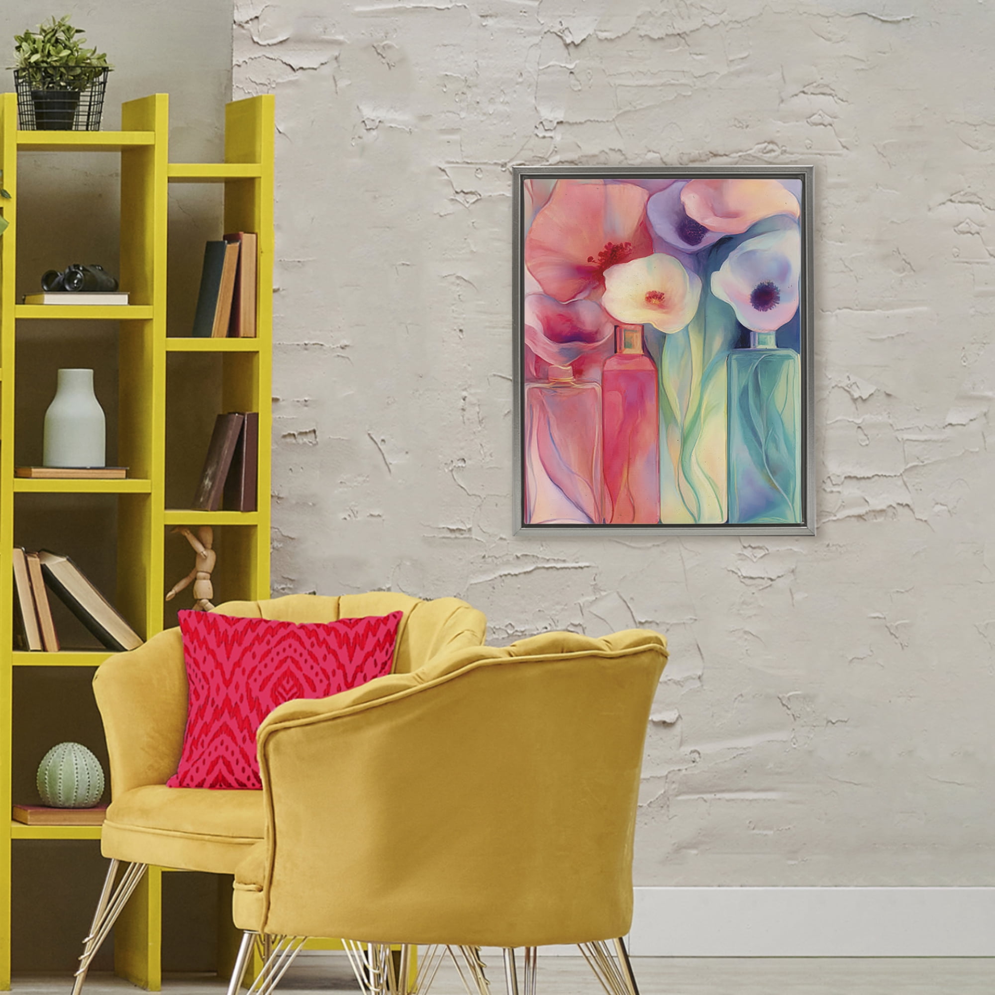 Stupell Industries Petal Logic Gradient Gray Framed Floater Canvas Wall Art, design by Annabelle Hall