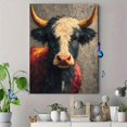 thumbnail image 4 of Textured Brush Highland Cow Canvas Print, Farmhouse Country Rustic Home Living Room Wall Decor Art, 4 of 8