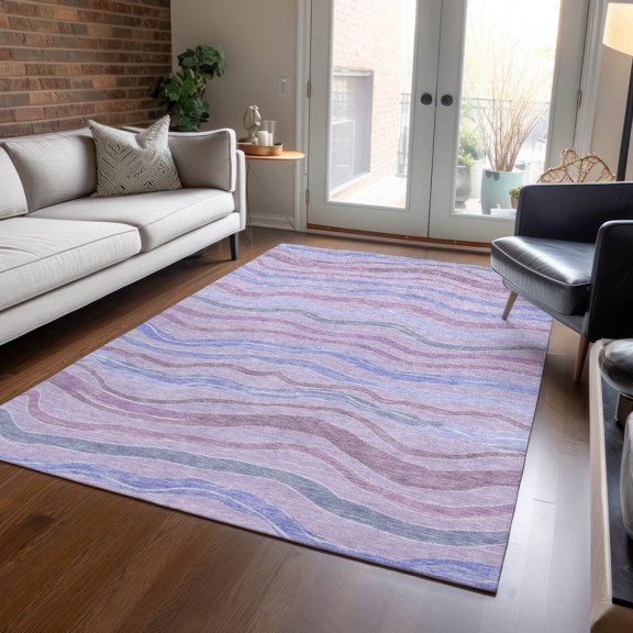 Addison Rugs Machine Washable Indoor/ Outdoor Funky Stripes Chantille Rug 10' x 14' - Lavender